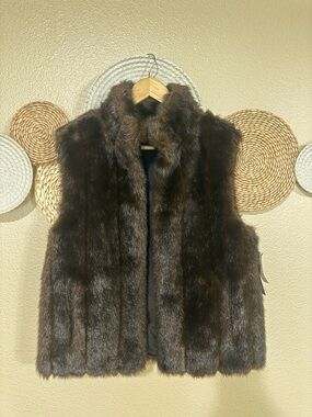 NWT Brown Faux Fur Vest (Reversible)